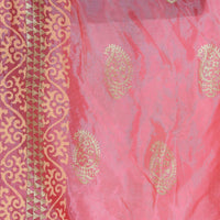 Thumbnail for A R Silk Women's Gold Print Silk Light Pink Dupattas and Chunnis