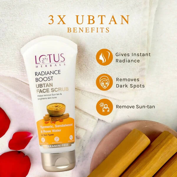 Lotus Herbals Radiance Boost Ubtan Face Scrub - Distacart
