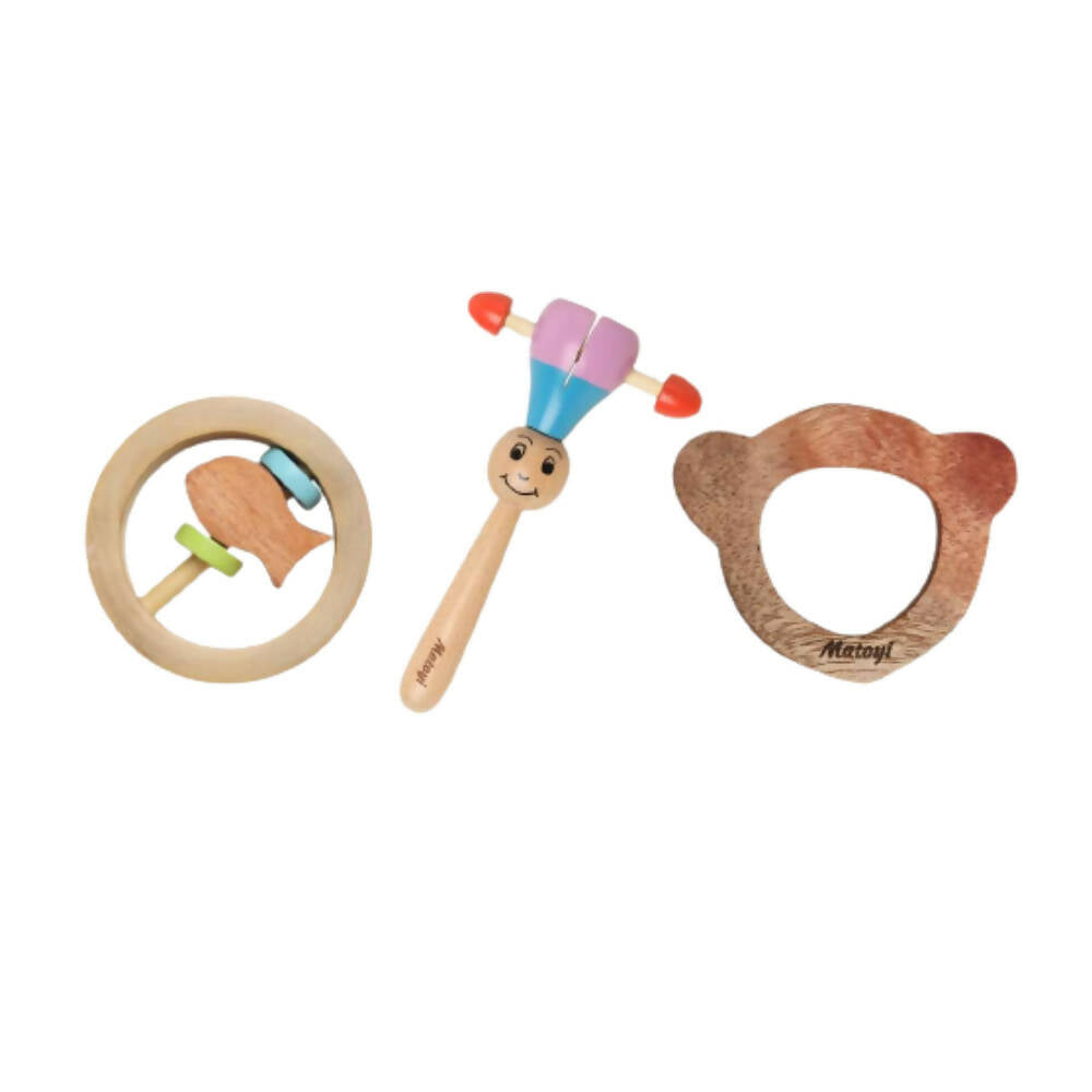 Matoyi Maraca Rattle, Fishy Rattle & Teether Bear Shaped Combo - Distacart