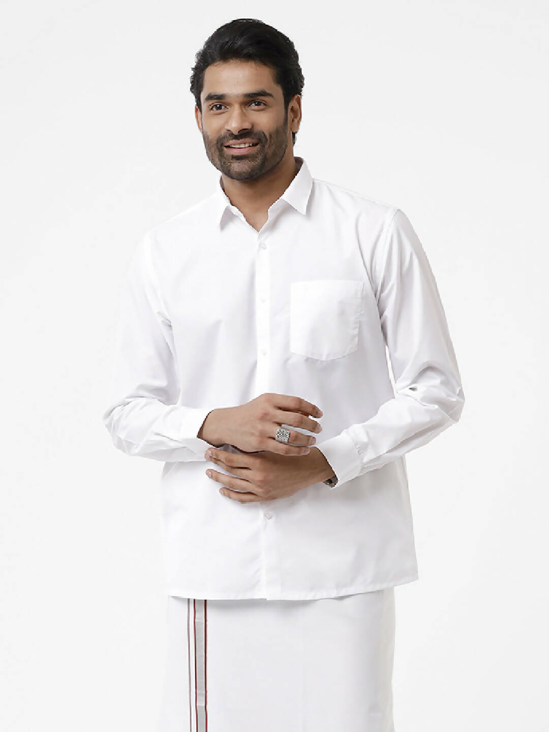 Ramraj Cotton Mens Full Sleeve Formal Poly Cotton White Shirt - Distacart