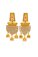 Thumbnail for Traditional Gold-Plated Meenakari Yellow Jhumka Jhumki Earrings By House of Ree - Distacart