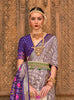 Grey Silk Geometric Printed Saree With Unstitched Blouse Piece - Aanchal - Distacart