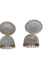 Thumbnail for Mominos Fashion Joharkamal Gold-Plated Meenakari Jhumkas For Women & Girls (Grey) - Distacart
