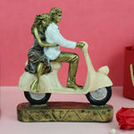 Thumbnail for Tied Ribbons Romantic Love Couple On Scooter Showpiece Statue Decorative Items For Home - Distacart