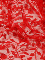 Thumbnail for Red Woven Design Net Saree with Blouse Piece - Kalamkari - Distacart
