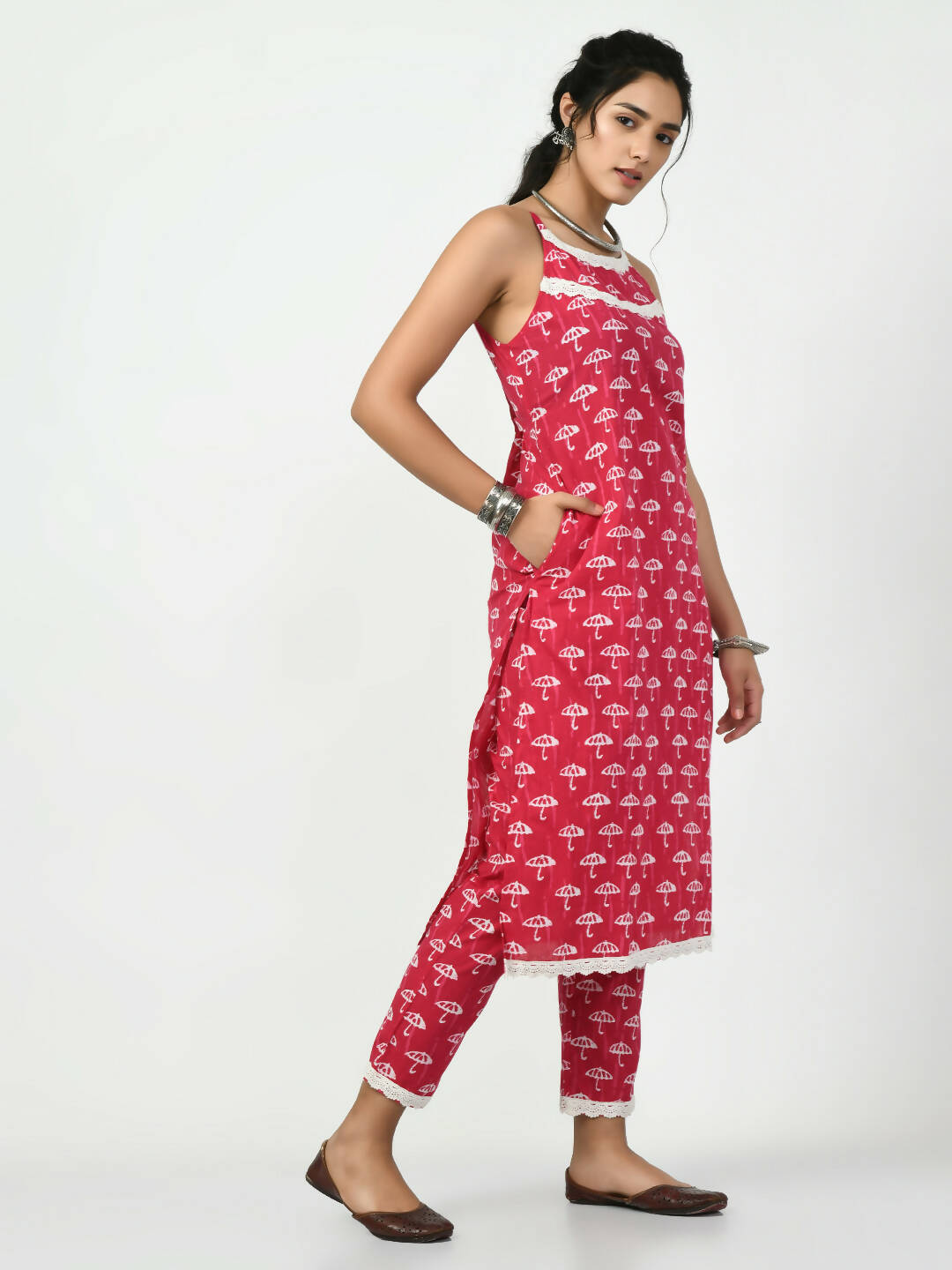 Myshka Women's Pink Straight Printed Kurta - Distacart