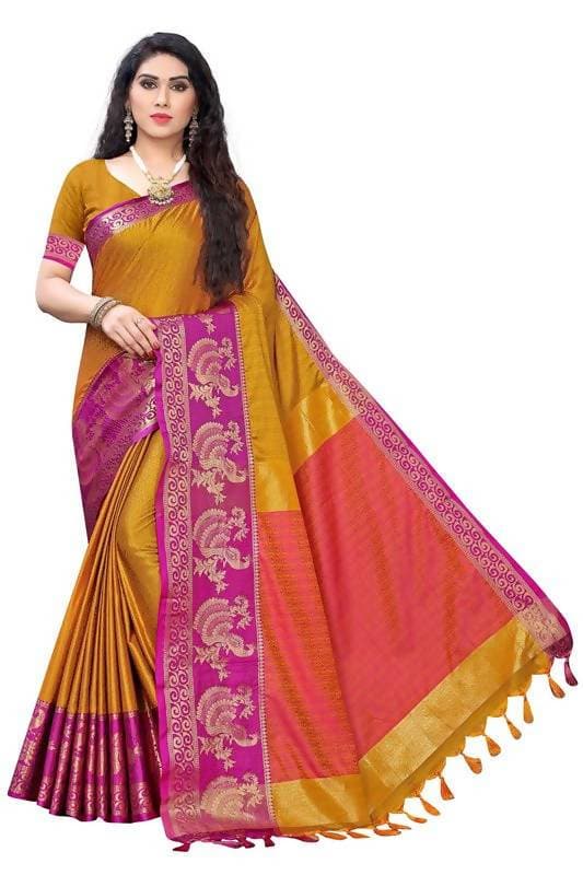 Vamika Banarasi Jacquard Weaving Mustard Saree (DHONI MUSTARD)