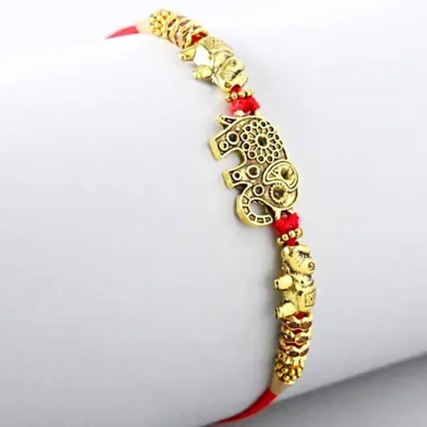Ethnic Elephant Pearl Rakhi & Cashew Jar - Distacart