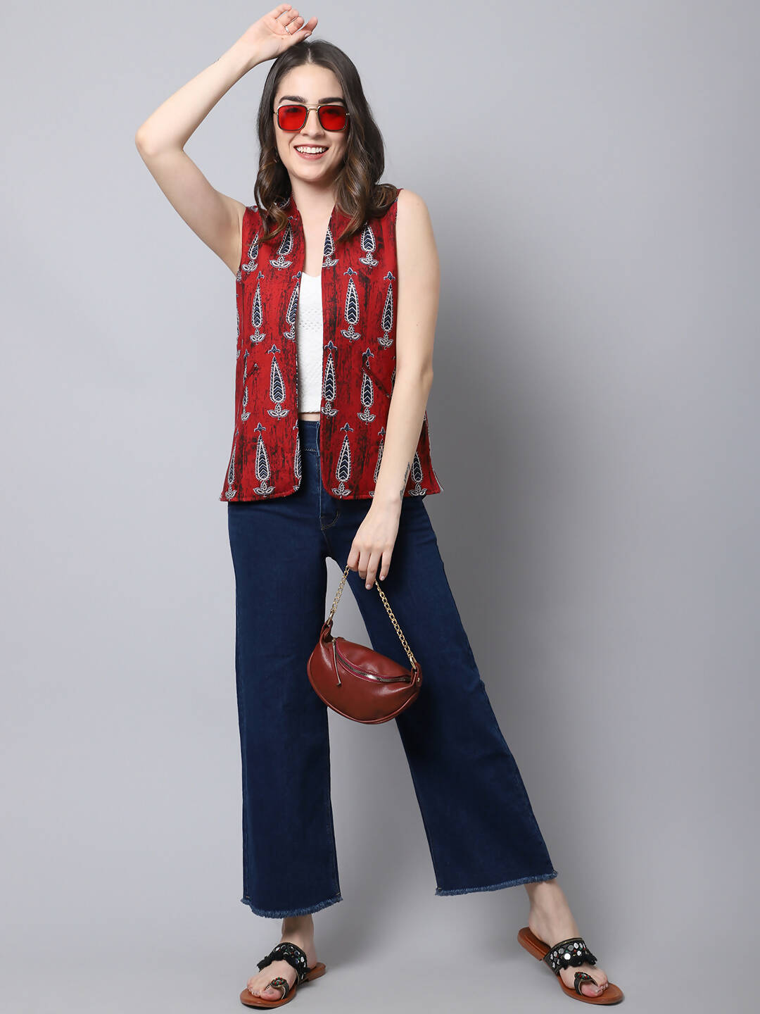 Even Apparels Maroon 100% Viscose Rayon Open Front Gillet - Distacart