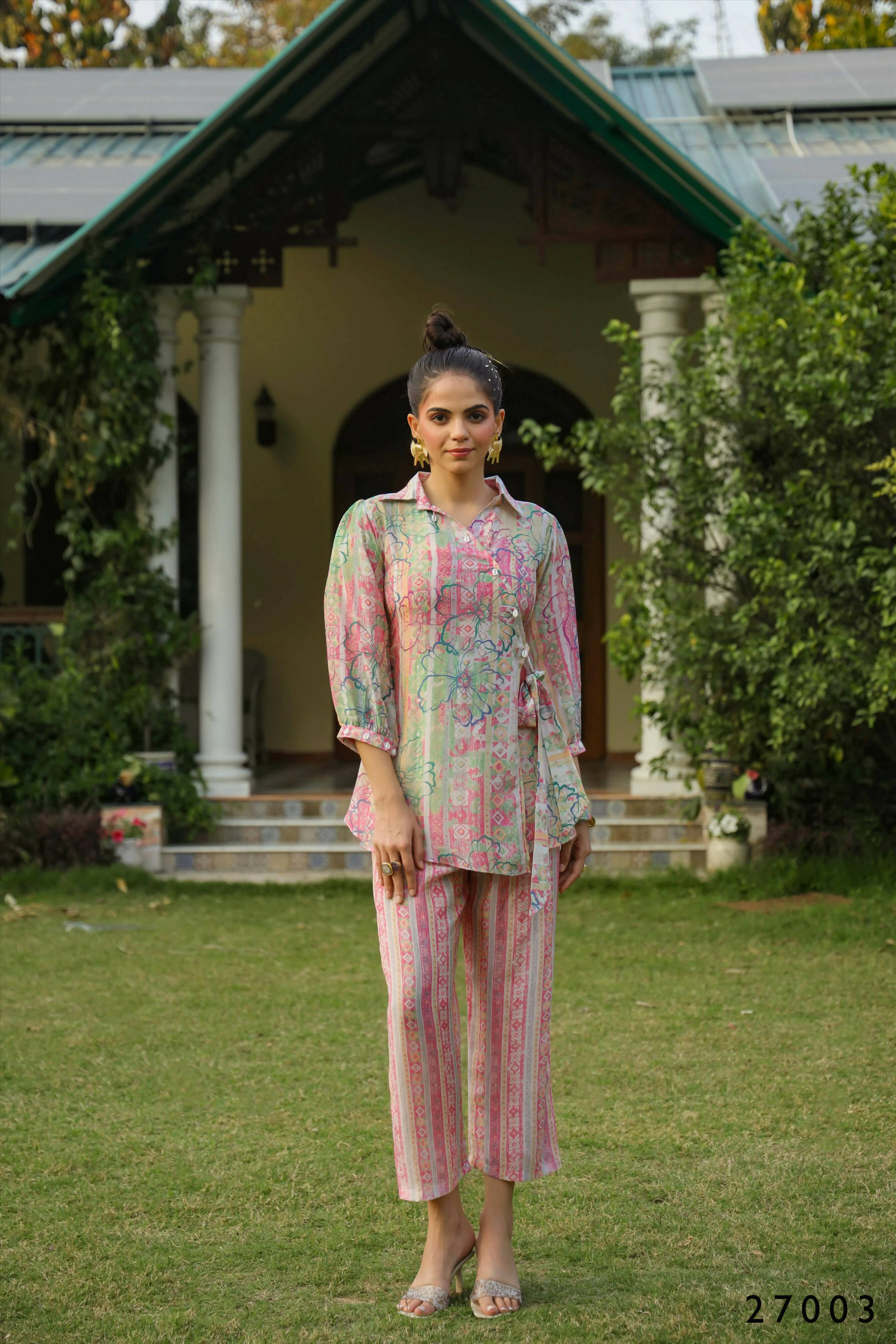 Women's Casual Fashionable Multi Mull Cotton co-ord set - Anya - Distacart