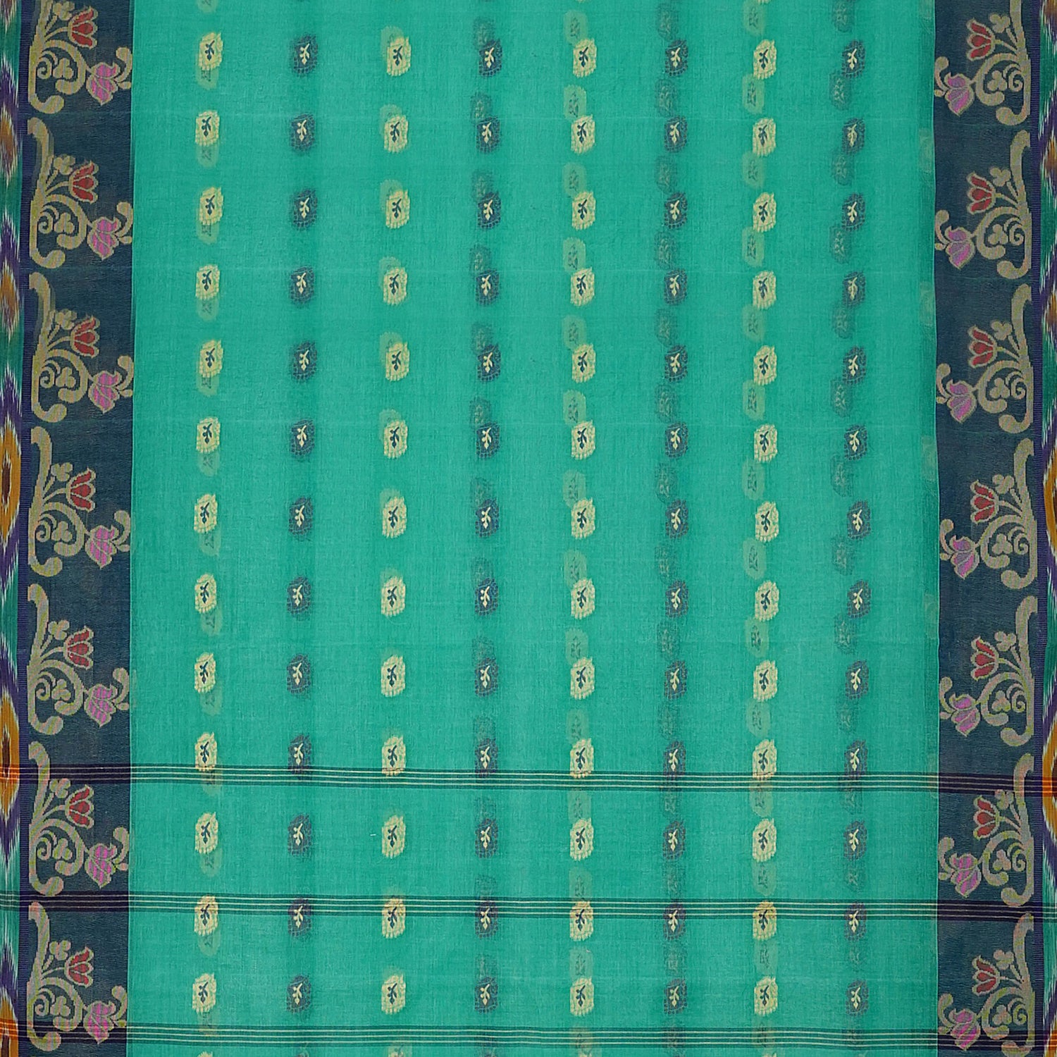 Exclusive Collection 100% Pure Cotton Green Tant Saree With Hand Weaving Work - Distacart