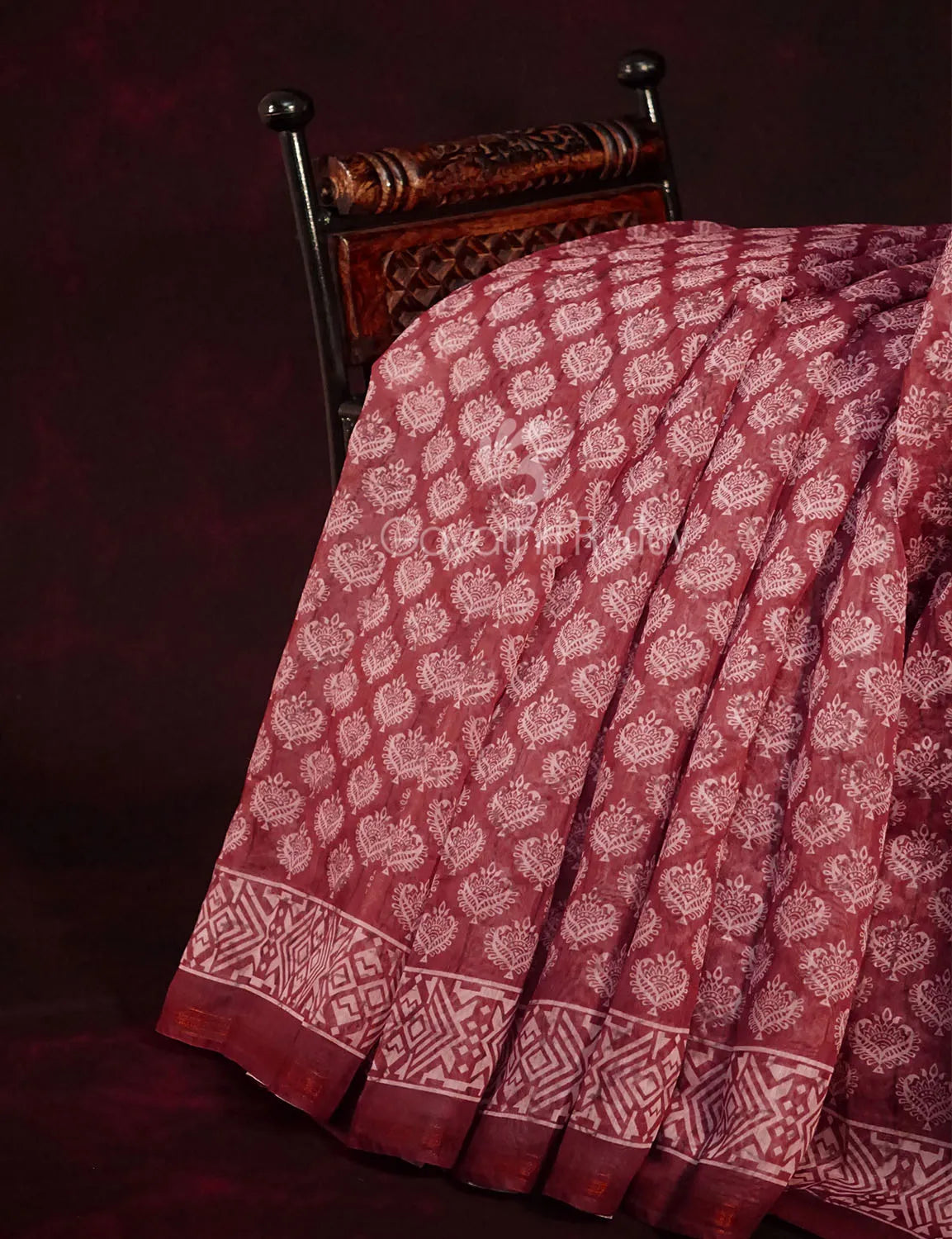 Red Onion All Over Printed Semi Chanderi Saree By Gayathri Reddy Designer Studio - Distacart
