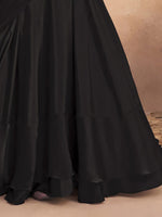 Thumbnail for Mitera Black Self Design Satin Lehenga Saree - Distacart