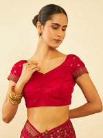 Thumbnail for Soch Floral Embroidered Zari Pure Chiffon Saree - Distacart