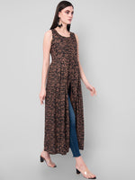 Thumbnail for Kalini Women Brown & Black Abstract Print A-Line Kurta - Distacart