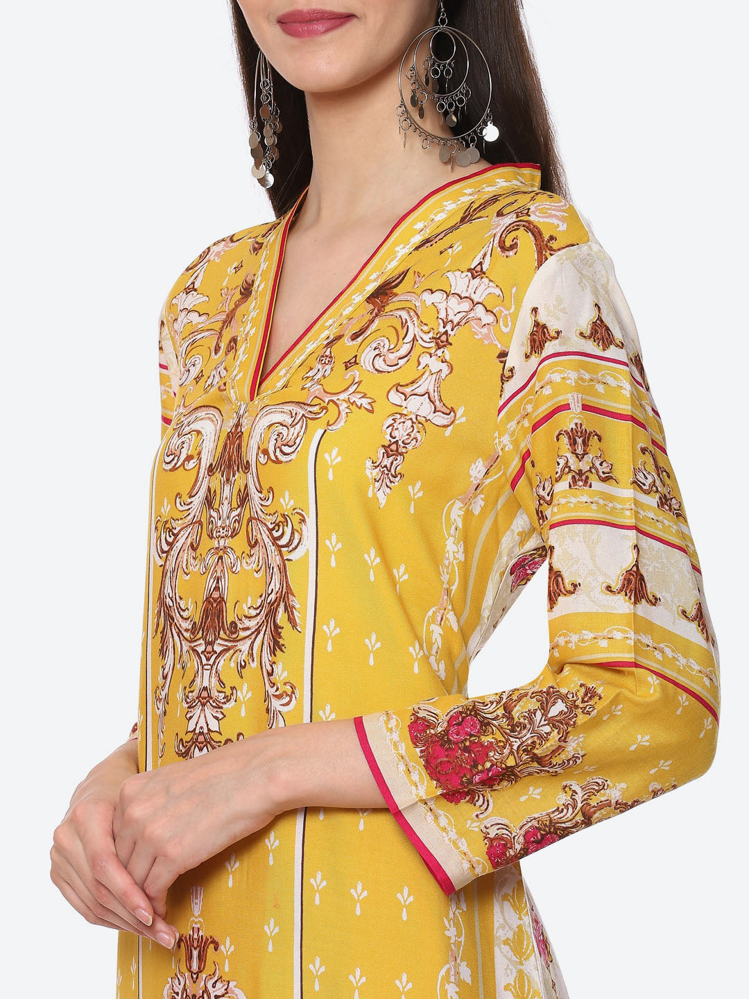 Biba Women Yellow Ethnic Motifs Printed Kurta - Distacart