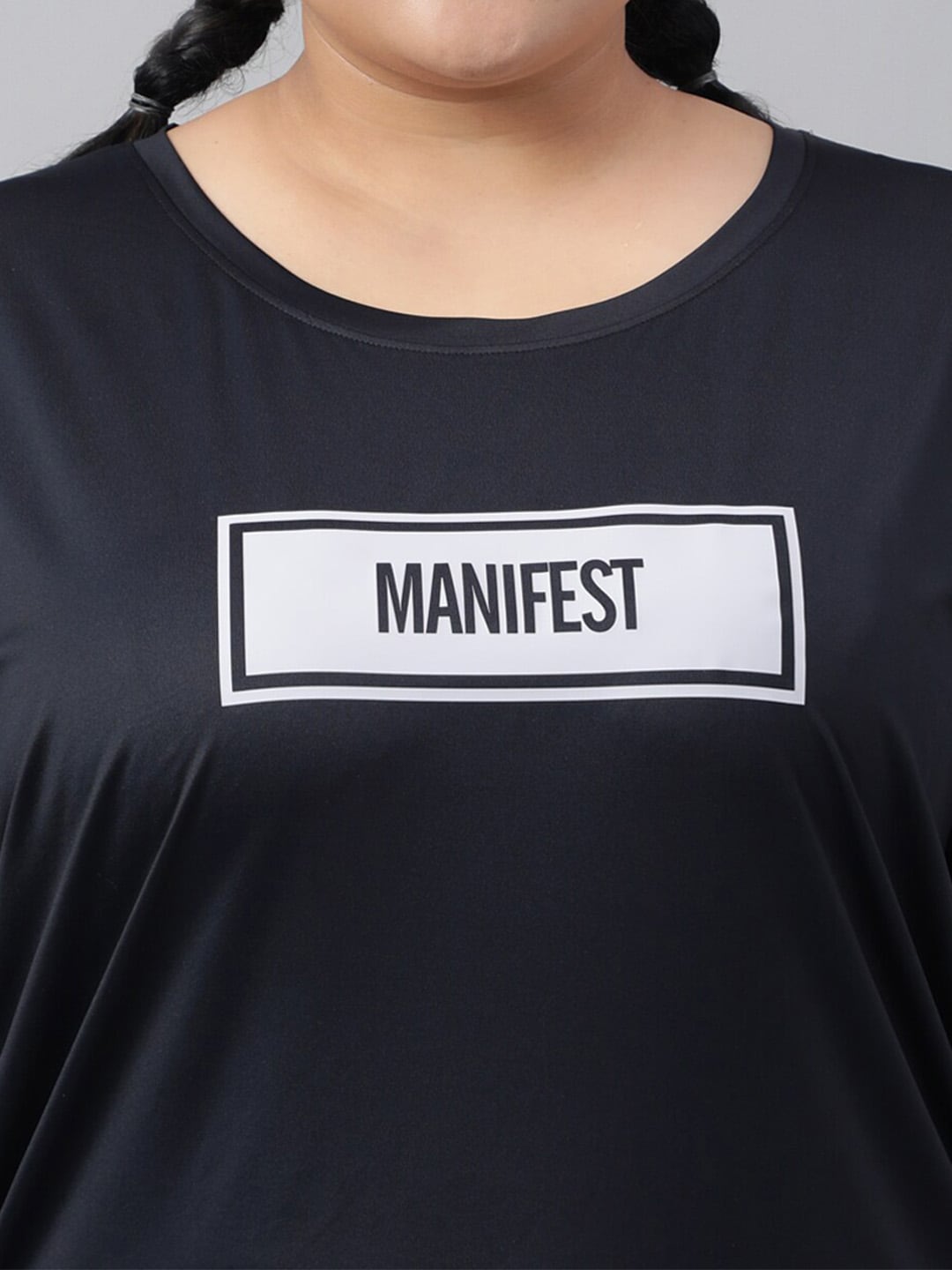 MKH Plus Size Typography Printed Relaxed Fit Dri-FIT T-shirt - Distacart