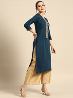 Thumbnail for Sangria Women Embroidered Floral Kurta - Distacart