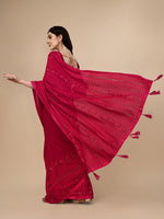 Thumbnail for Kalini Floral Embroidered Pure Chiffon Saree - Distacart
