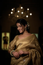 Thumbnail for Vardha Magnolia White Copper-Silver Zari Kanjeevaram Silk Saree