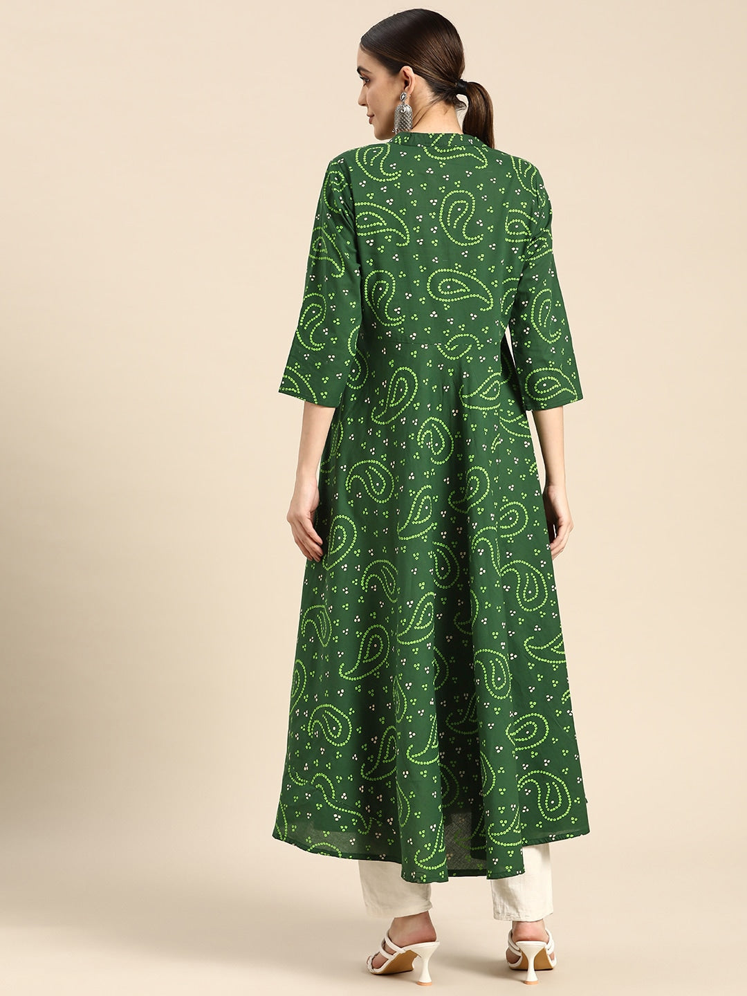 Sangria Women Green Bandhani Printed Anarkali Kurta - Distacart