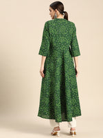 Thumbnail for Sangria Women Green Bandhani Printed Anarkali Kurta - Distacart