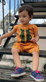 Thumbnail for Mhyssa Motto Yellow and Red Half Sleeve T-shirt With Shorts Set For Kids - Distacart