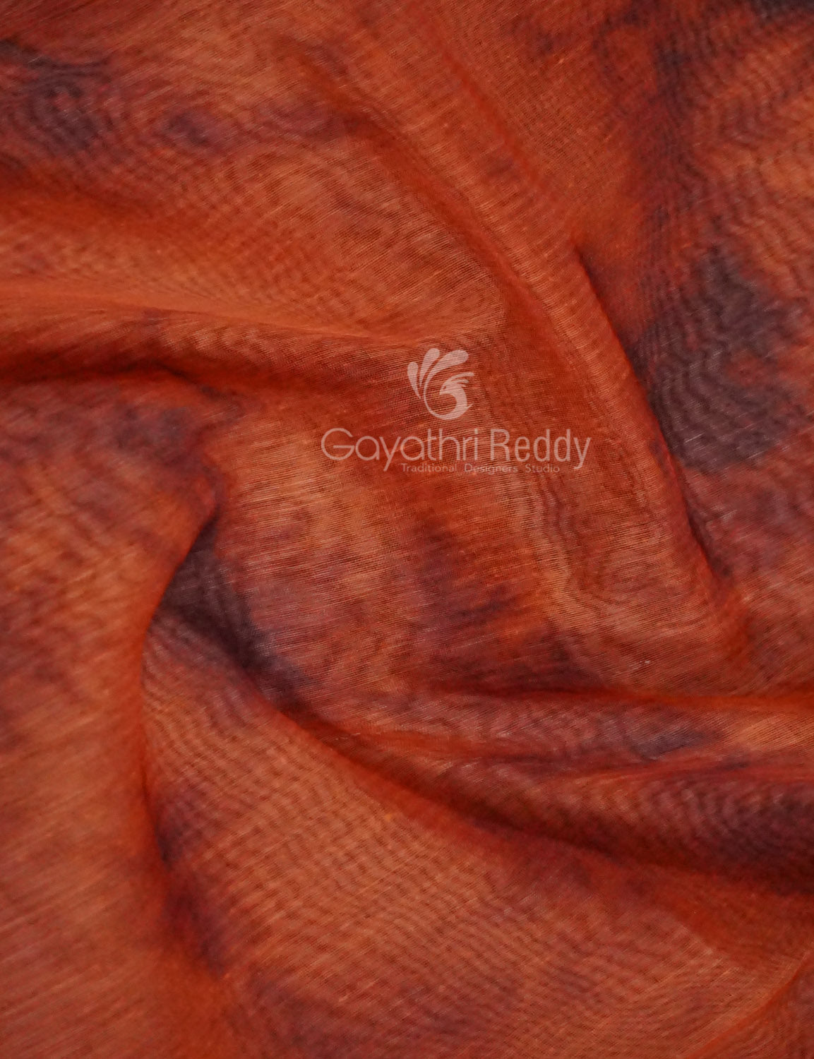 Shades of Orange Colour Shibori Print Semi Chanderi Saree By Gayathri Reddy Designer Studio - Distacart