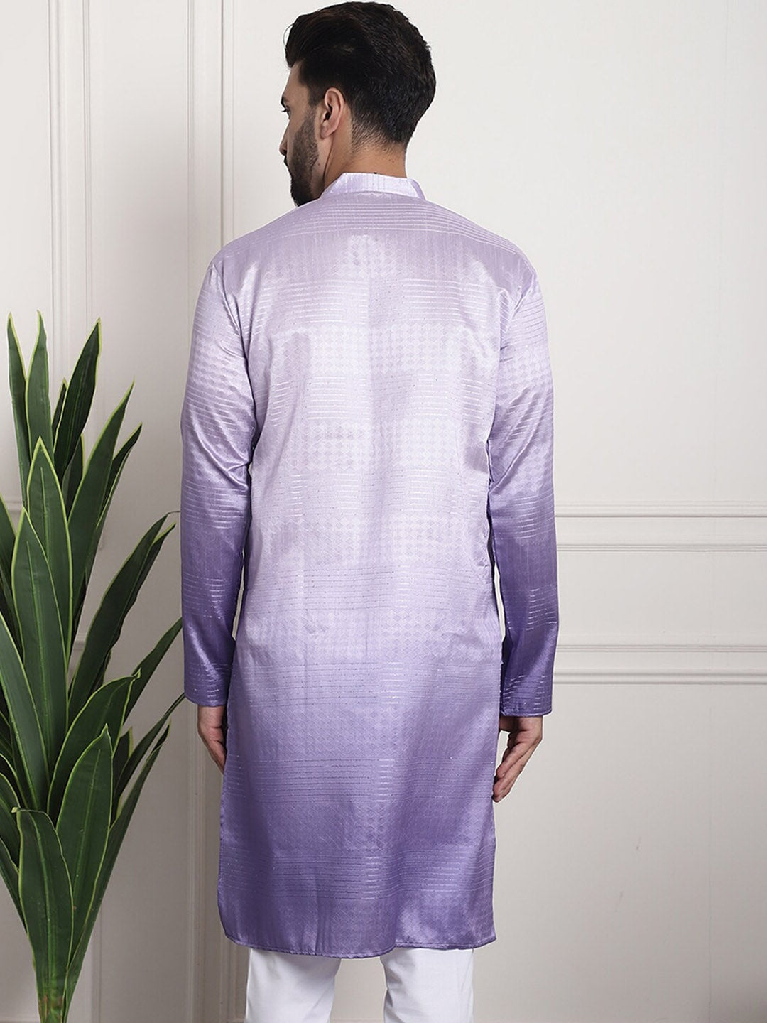 Sojanya Woven Design Mandarin Collar Silk Cotton Kurta - Distacart