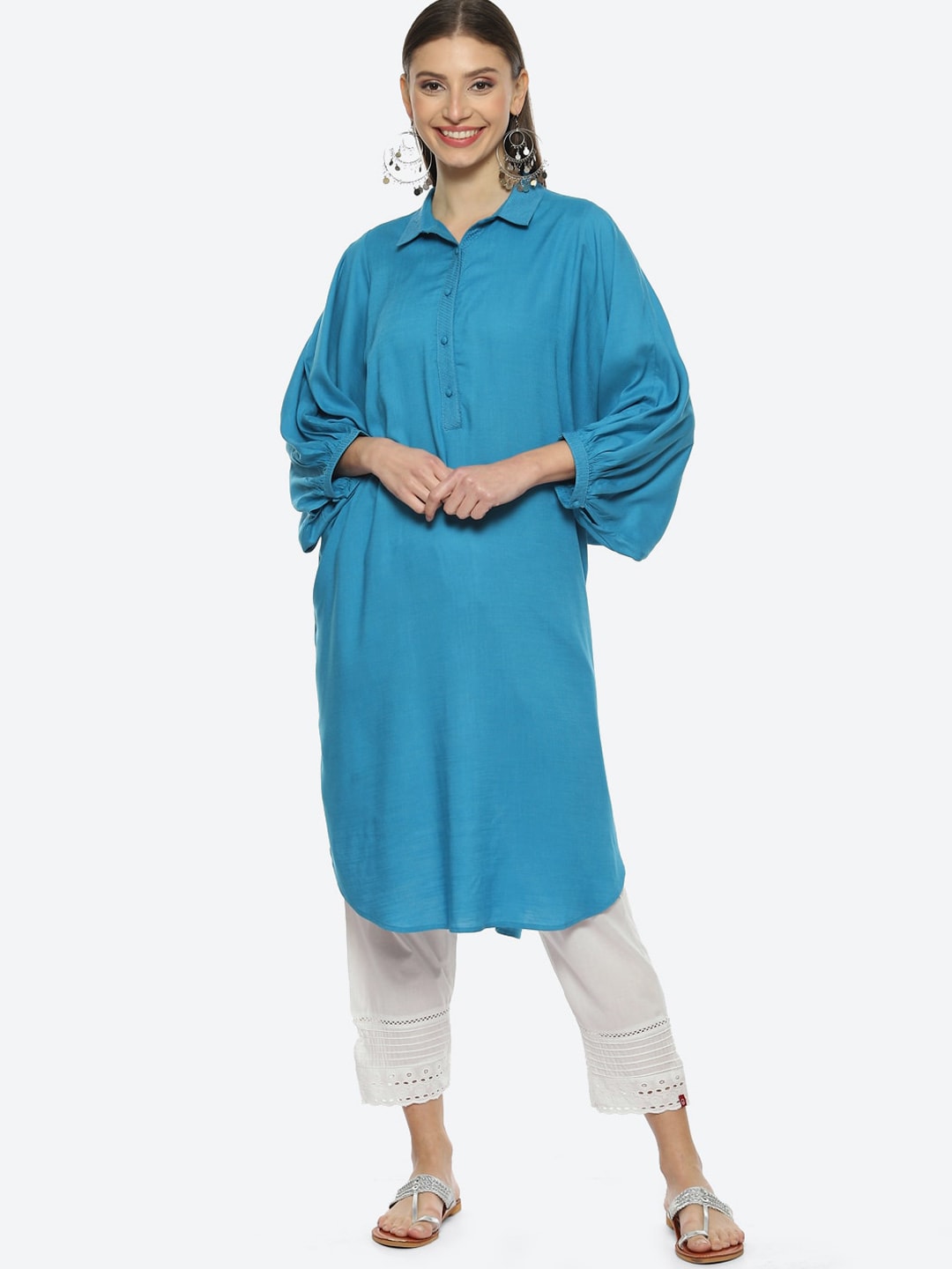Biba Women Thread Work Pathani Kurta - Distacart