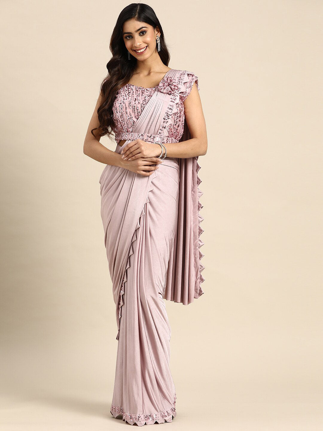 Mitera Embellished Border Ready to Wear Saree - Distacart