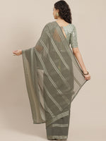 Thumbnail for Saree Mall Taupe Striped Leheriya Saree With Belt - Distacart