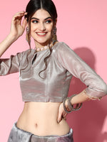 Thumbnail for Tikhi Imli Grey Saree with Zari border - Distacart