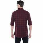 Thumbnail for Men's Checkered Maroon Slim Fit Casual Shirt - Distacart