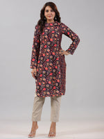 Thumbnail for Juniper Women Multi Coloured Velvet Printed Kurta - Distacart