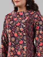 Thumbnail for Juniper Women Multi Coloured Velvet Printed Kurta - Distacart