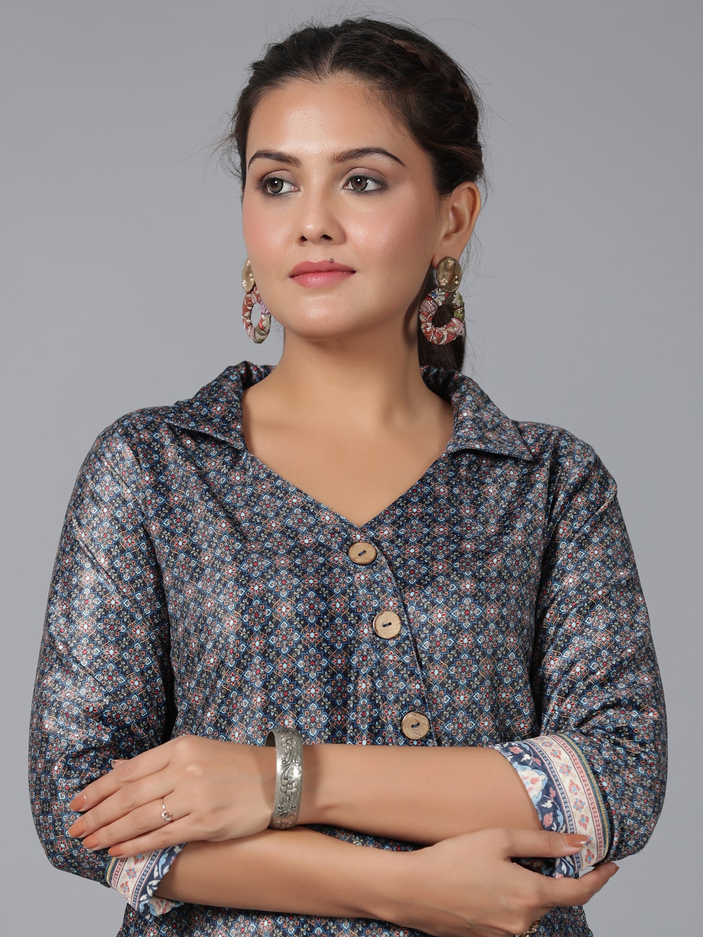 Juniper Women Green Velvet Printed Asymmetric Kurta - Distacart