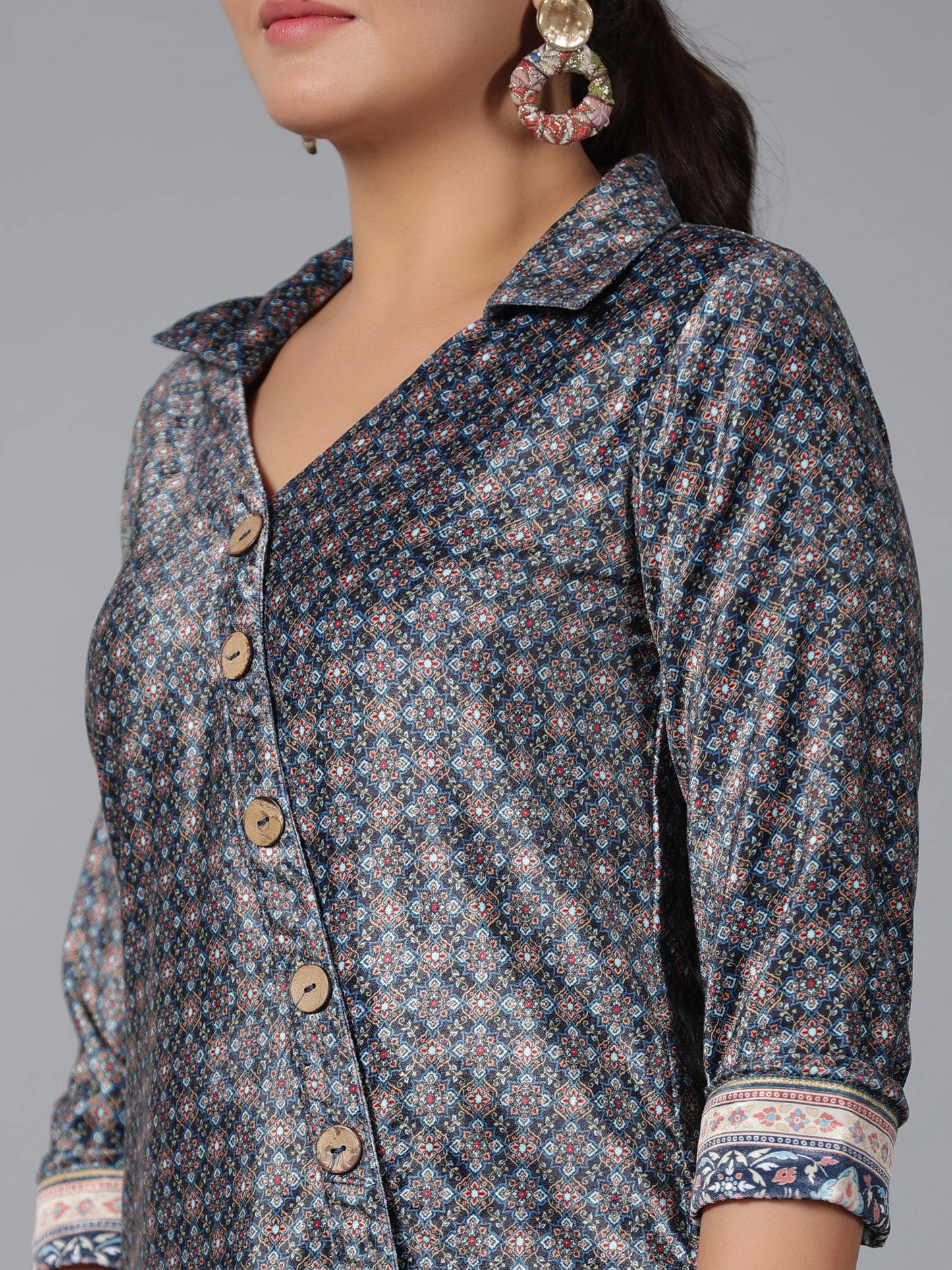 Juniper Women Green Velvet Printed Asymmetric Kurta - Distacart