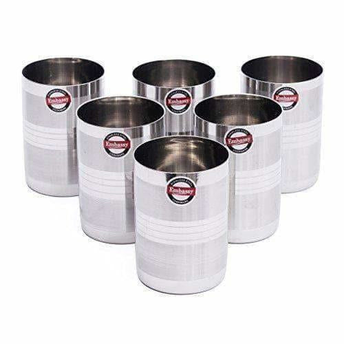 Stainless Steel XL-Big Glass -  Pack of 6 - Distacart