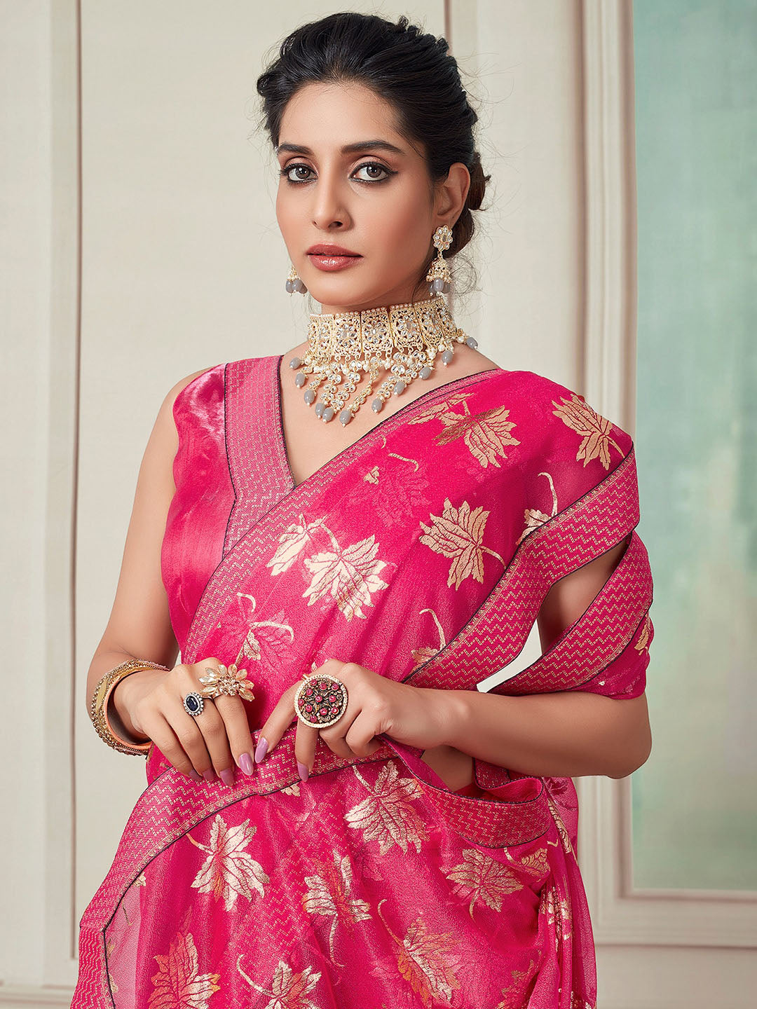 Kalini Floral Foil Printed Saree - Distacart
