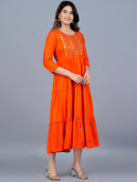 Thumbnail for Kalini Women Embroidered Mirror Work Tiering Anarkali Kurta - Distacart