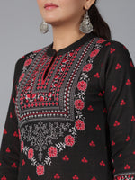 Thumbnail for Juniper Women Black Printed Woolen Straight Kurta - Distacart
