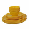 Plastic Square Plate and Bowl Set, 18-Pieces, Yellow - Distacart