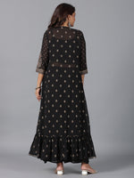 Thumbnail for Juniper Women Black Georgette Printed Clothing Set - Distacart