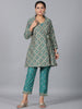 Juniper Women Teal Chanderi Printed Clothing Set - Distacart