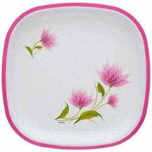 Pink Color Square Quarter Plate Set - 6 Plates Set - Distacart