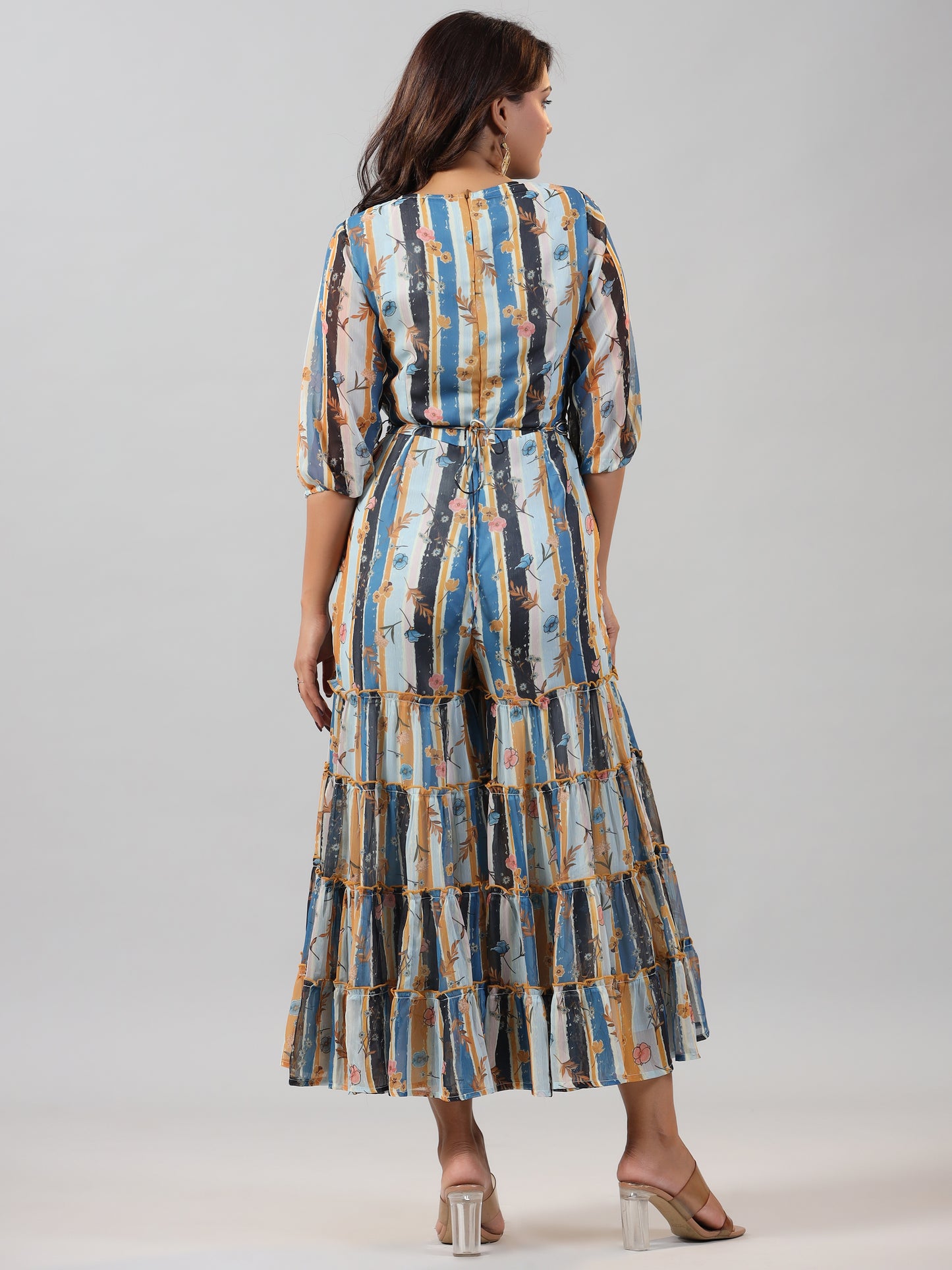 Juniper Women Skyblue Chiffon Printed Jumpsuit - Distacart