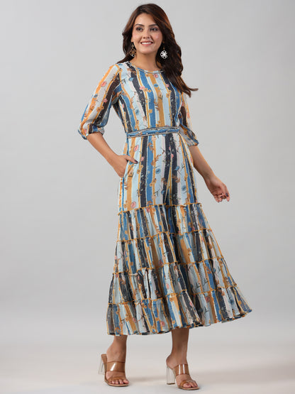 Juniper Women Skyblue Chiffon Printed Jumpsuit - Distacart