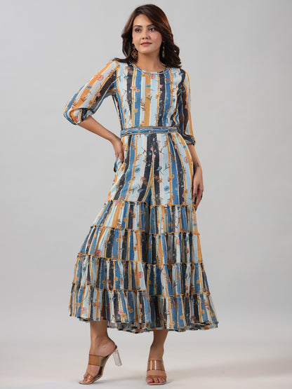 Juniper Women Skyblue Chiffon Printed Jumpsuit - Distacart