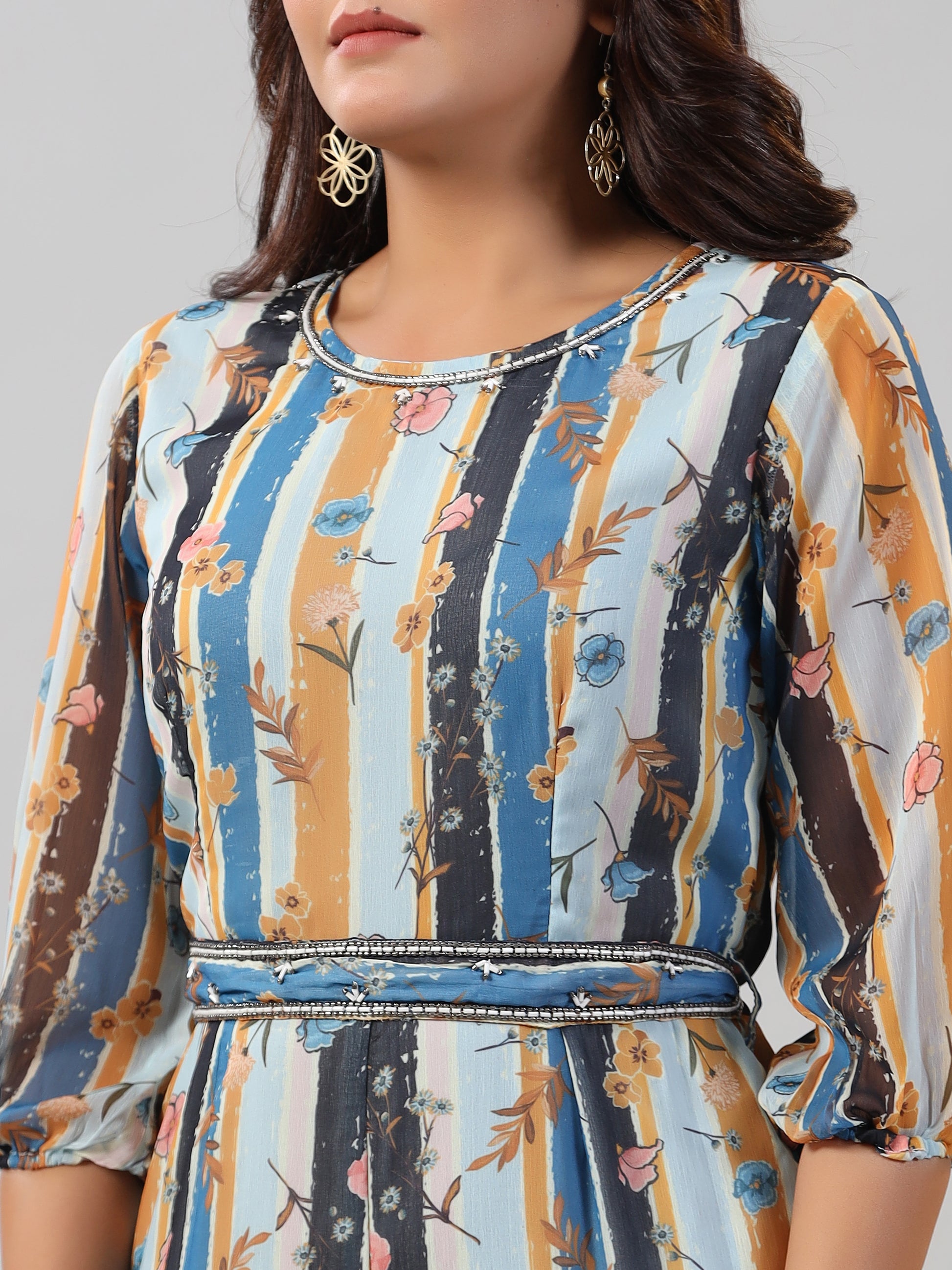 Juniper Women Skyblue Chiffon Printed Jumpsuit - Distacart